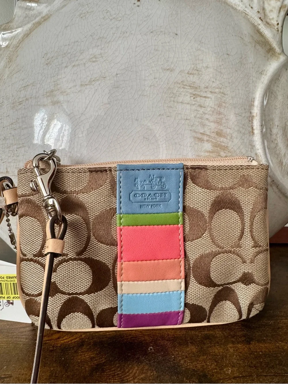 Coach 2012 Hamptons Multicolor Stripe Signature Wristlet #47439. NWT